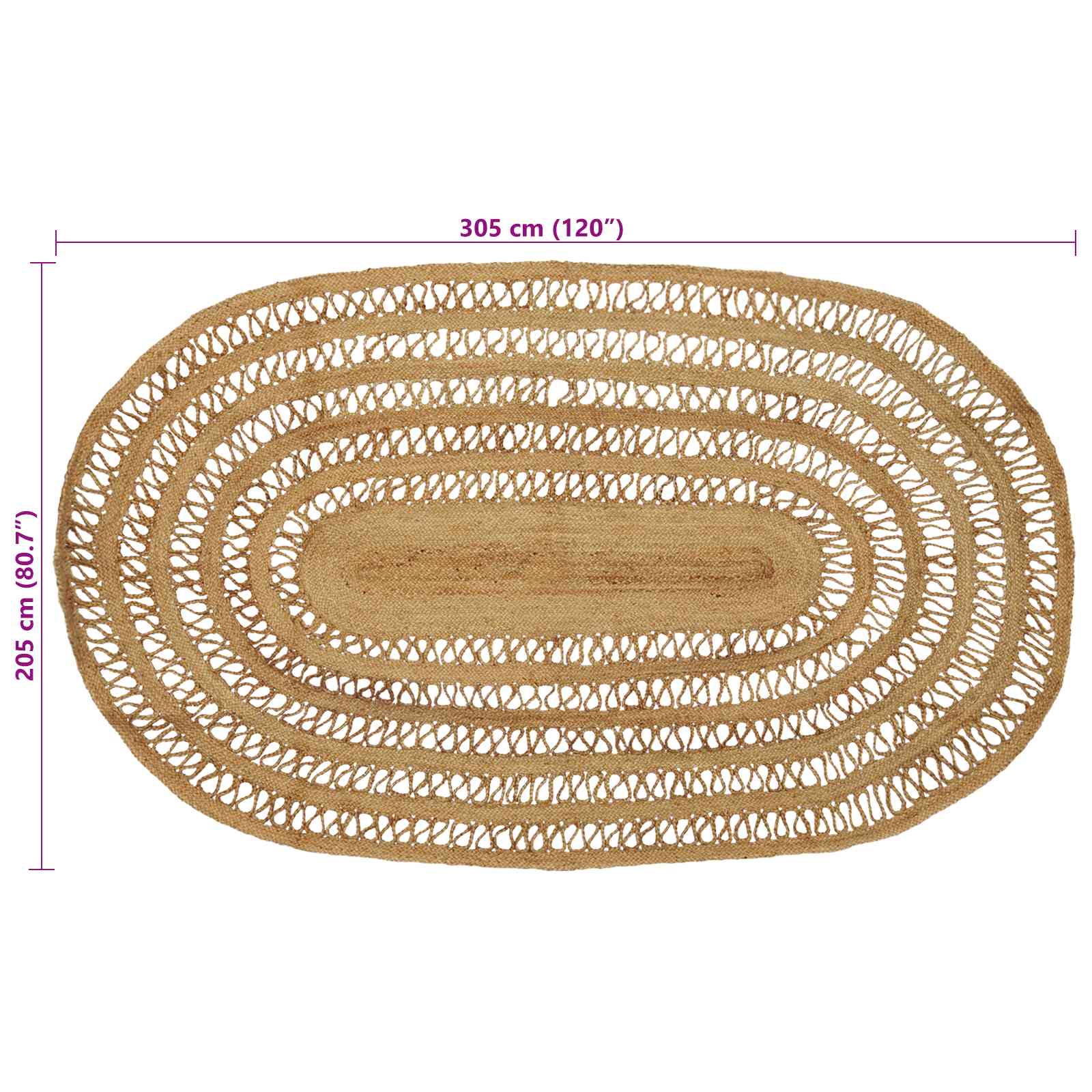 Bereichsteppiche Natur 100 x 152 cm Jute