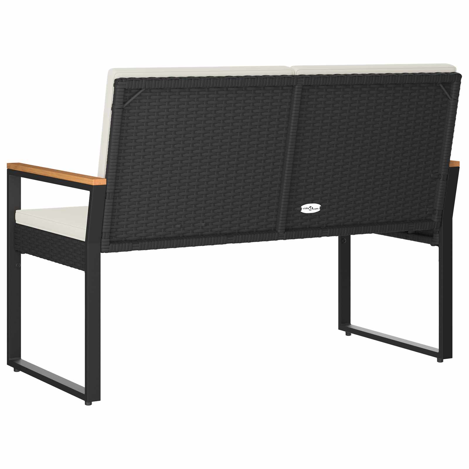 Bank Outdoor mit Kissen Schwarz 107 x 61 x 80 cm Poly-Rattan