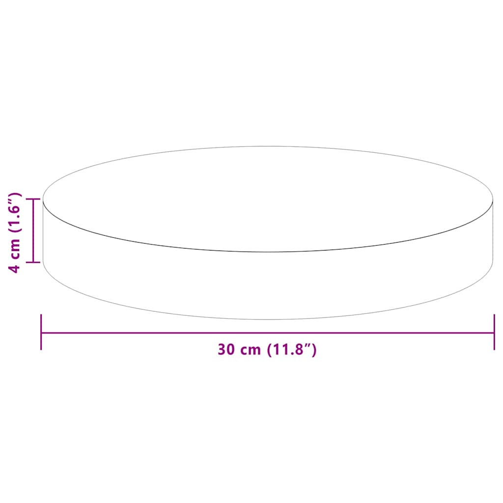 Runde Tischplatte Ø30x1,5 cm Unbehandeltes Massivholz Eiche