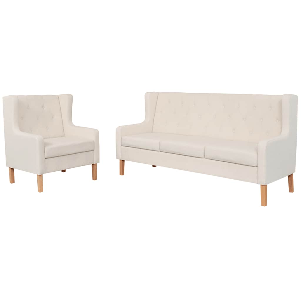 2-Sitzer Sofa Stoff Cremeweiß