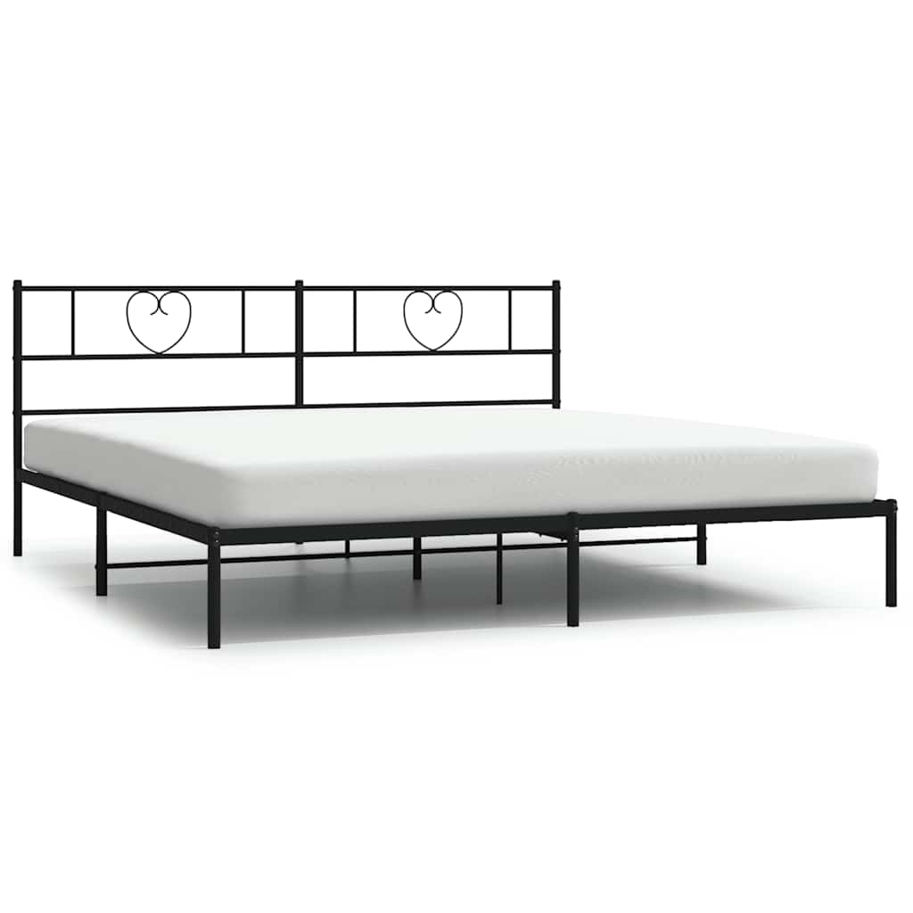 Bettgestell mit Kopfteil Metall Schwarz 100x190 cm