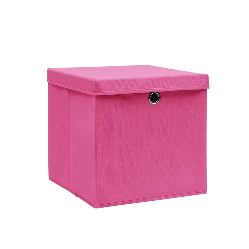 Aufbewahrungsboxen mit Deckeln 10 Stk. 28x28x28 cm Schwarz