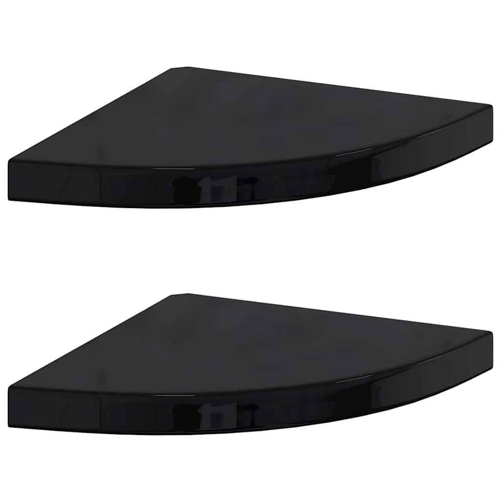 Schwebende Eckregale 2 Stk. Hochglanz-Weiß 25x25x3,8 cm MDF
