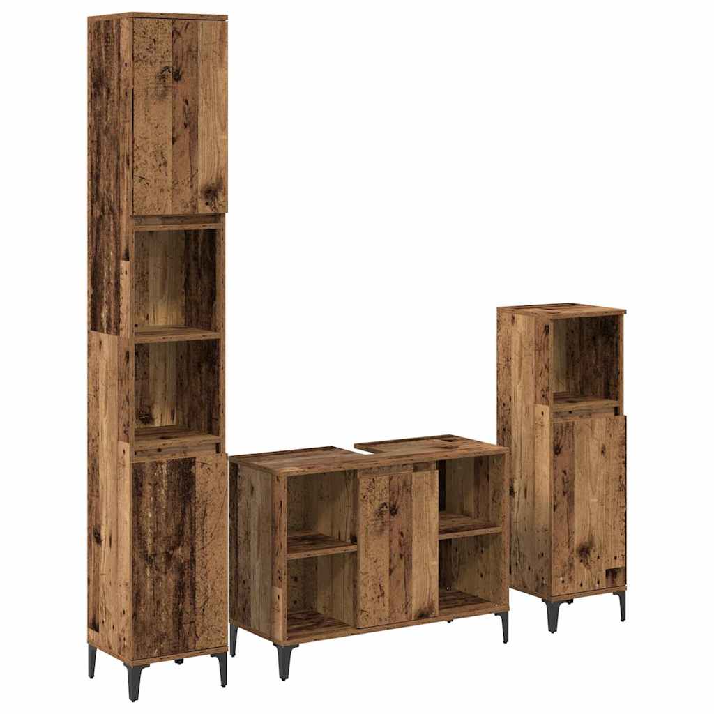 3-tlg. Badmöbel-Set Räuchereiche Holzwerkstoff