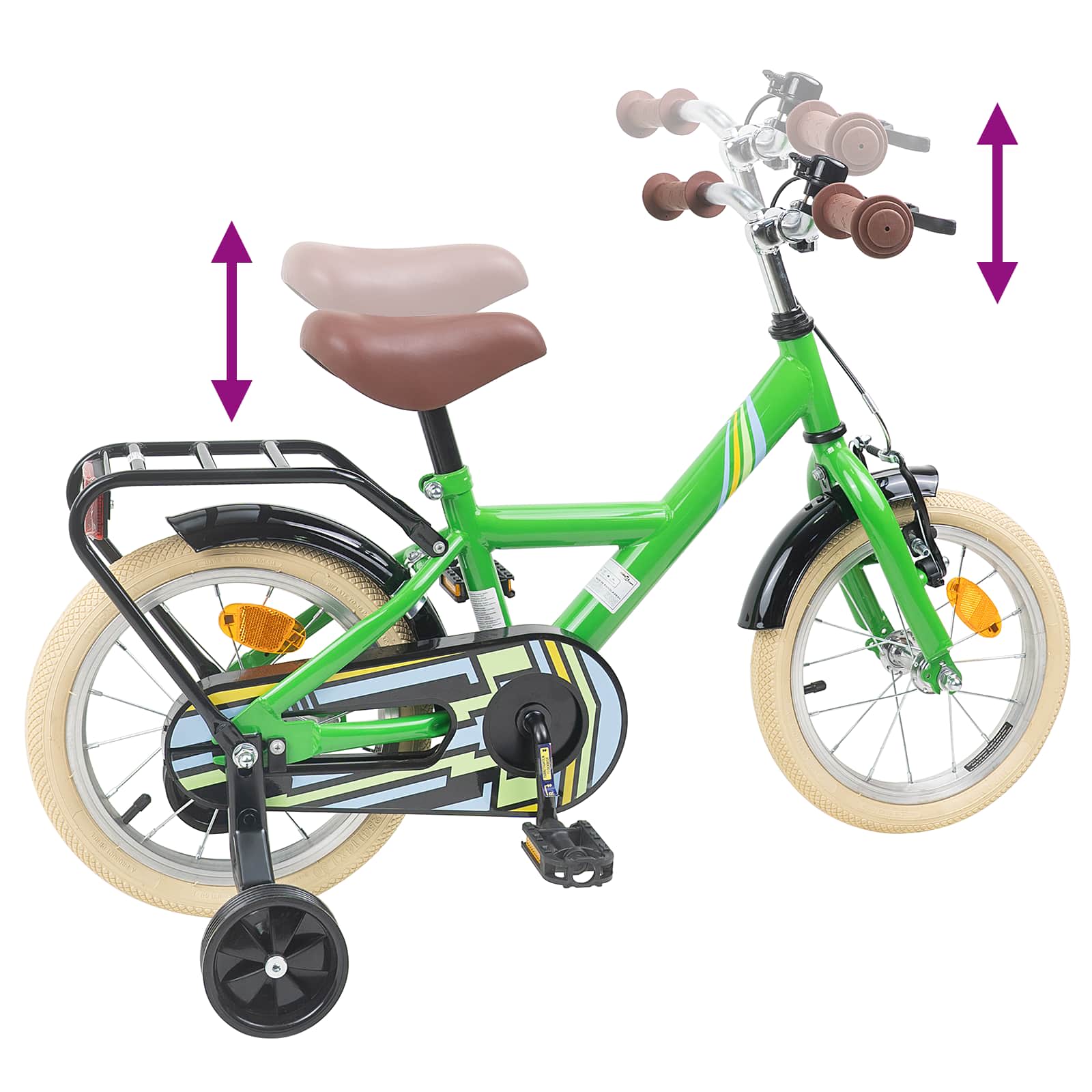 Kinderfahrrad 12 Zoll für 2-4 Jahre alt Schwarz