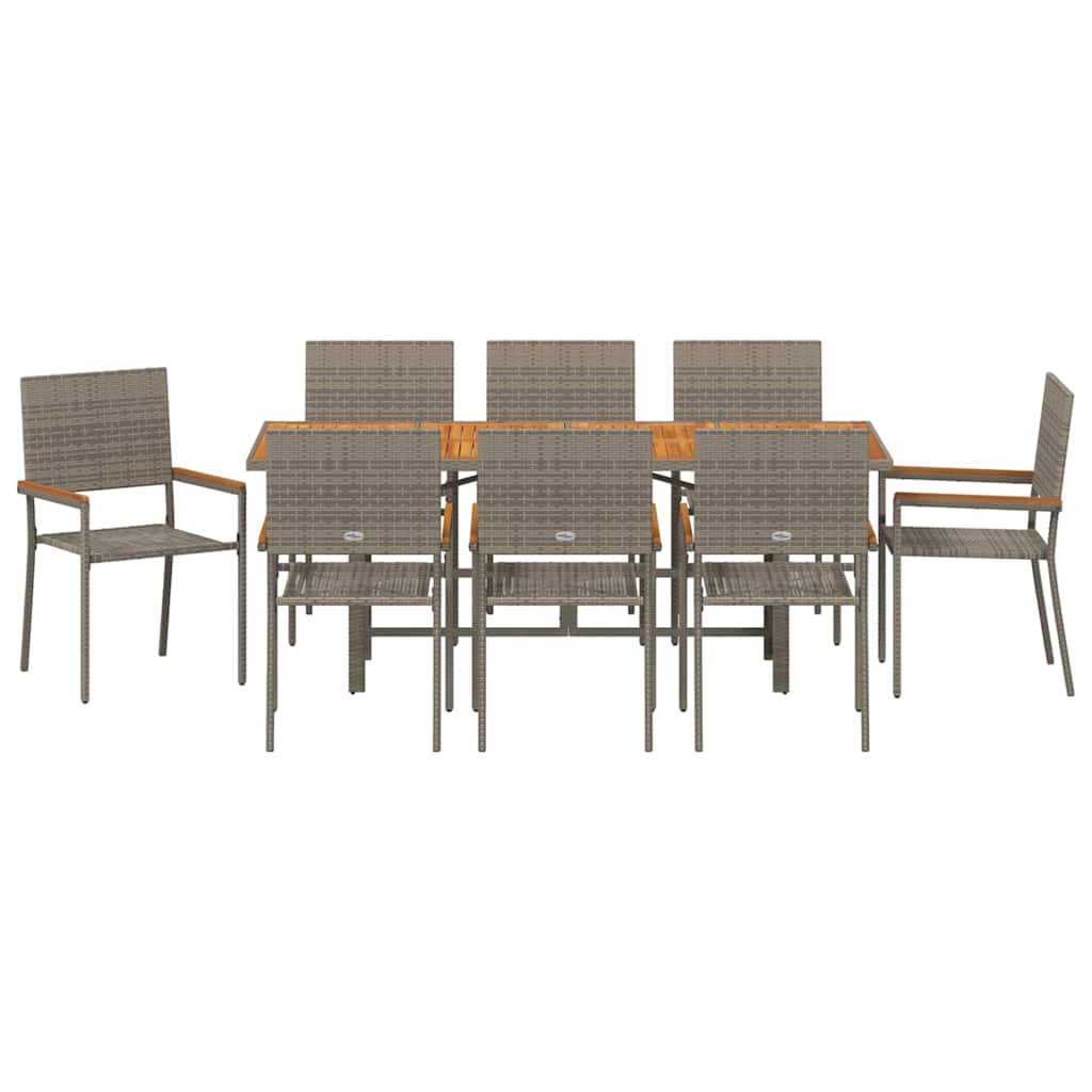 Garten Essgruppe 7 pcs Schwarz Poly-Rattan
