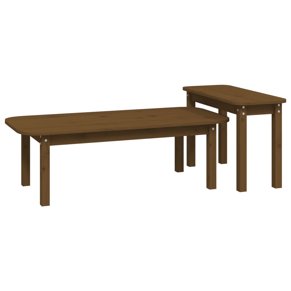 2-tlg. Couchtisch-Set Massivholz Kiefer