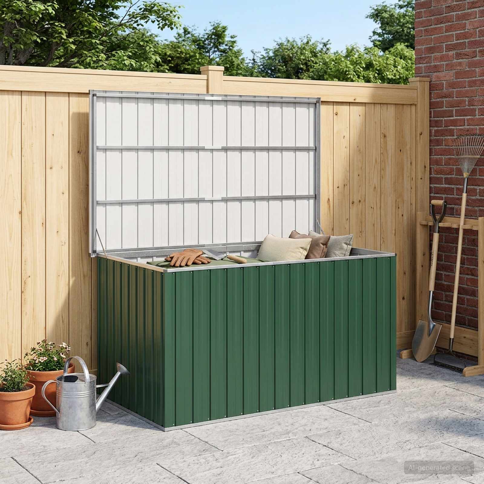 Außenlagerbox Holz 109 x 67 x 65 cm Verzinkter Stahl