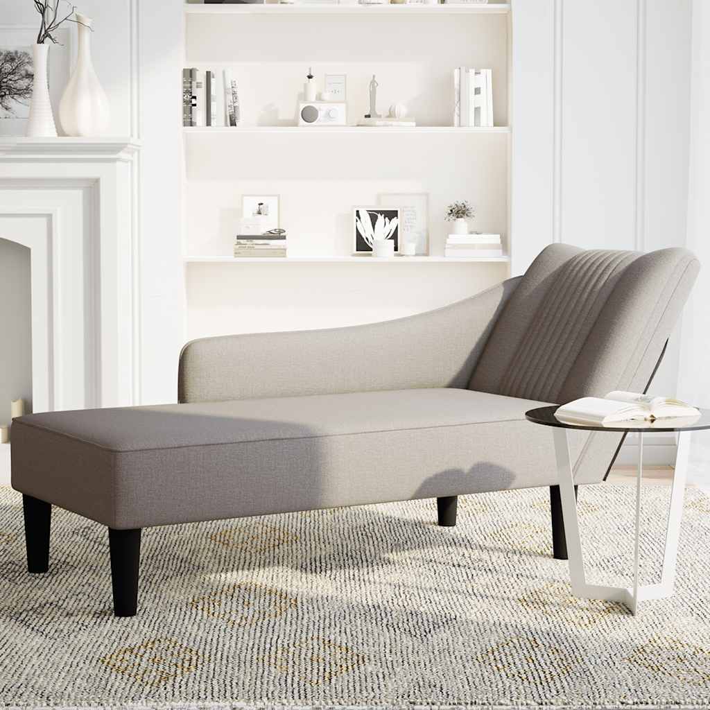 Chaiselongue mit Rechter Armlehne Hellgrau Stoff