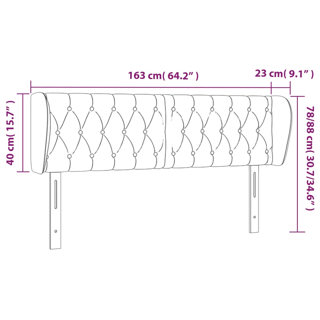 Kopfteil mit Ohren Dunkelblau 93x23x78/88 cm Samt