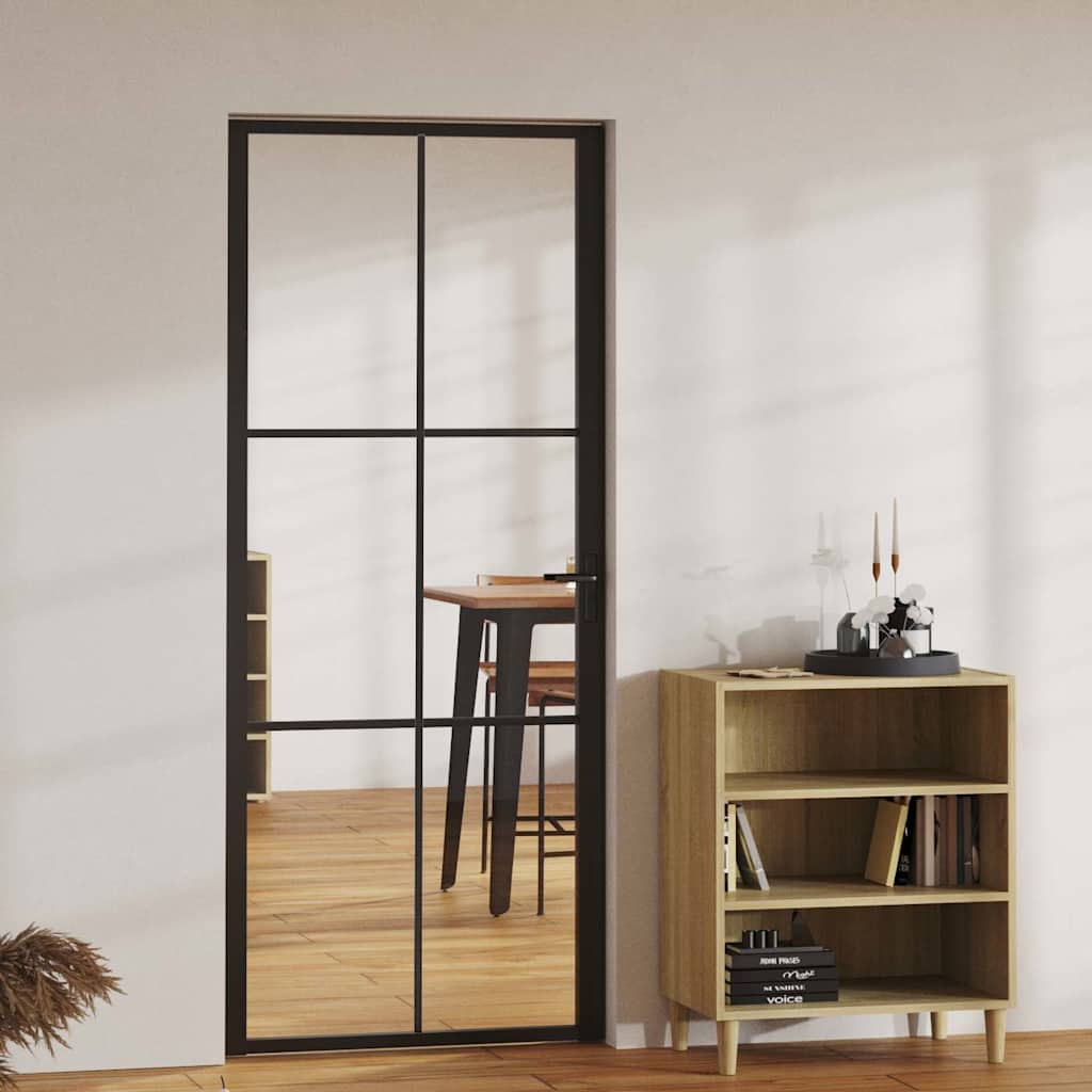 Innentür ESG Glas und Aluminium 76x201,5 cm Schwarz