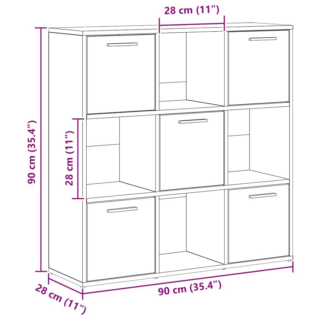 Bücherregal Weiß 90x30x90 cm Holzwerkstoff