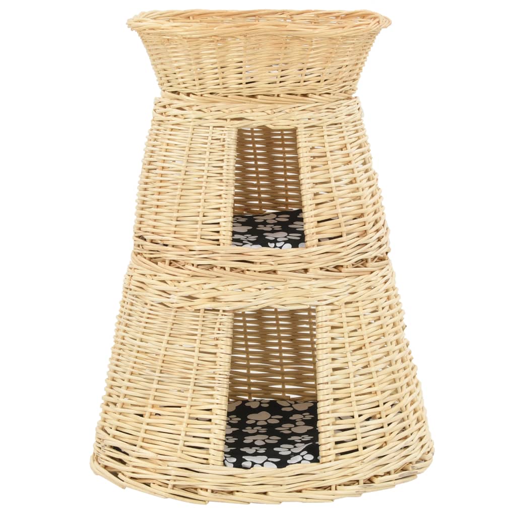 3-tlg. Katzenkorb-Set mit Kissen Grau 47x34x60 cm Natur Weide