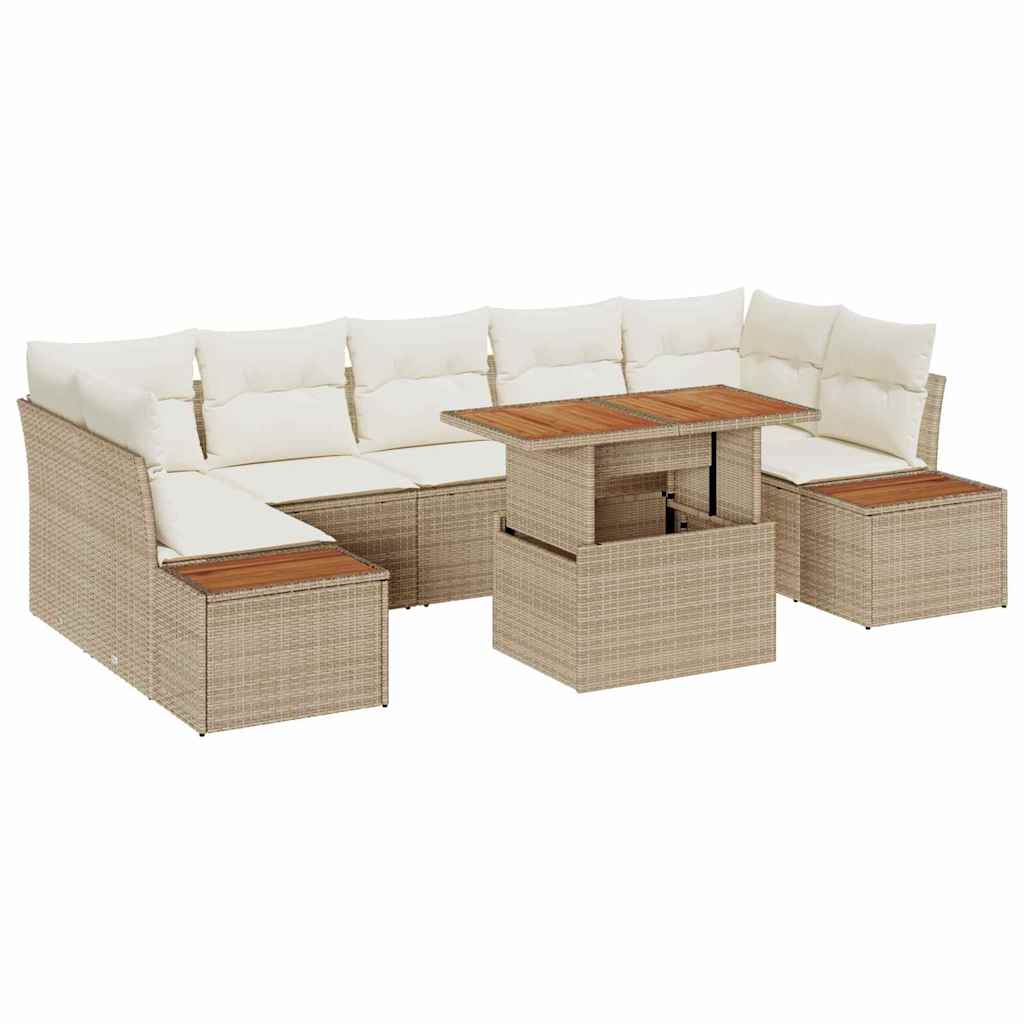 Garten Essgruppe mit Kissen 8 pcs Schwarz und Beige