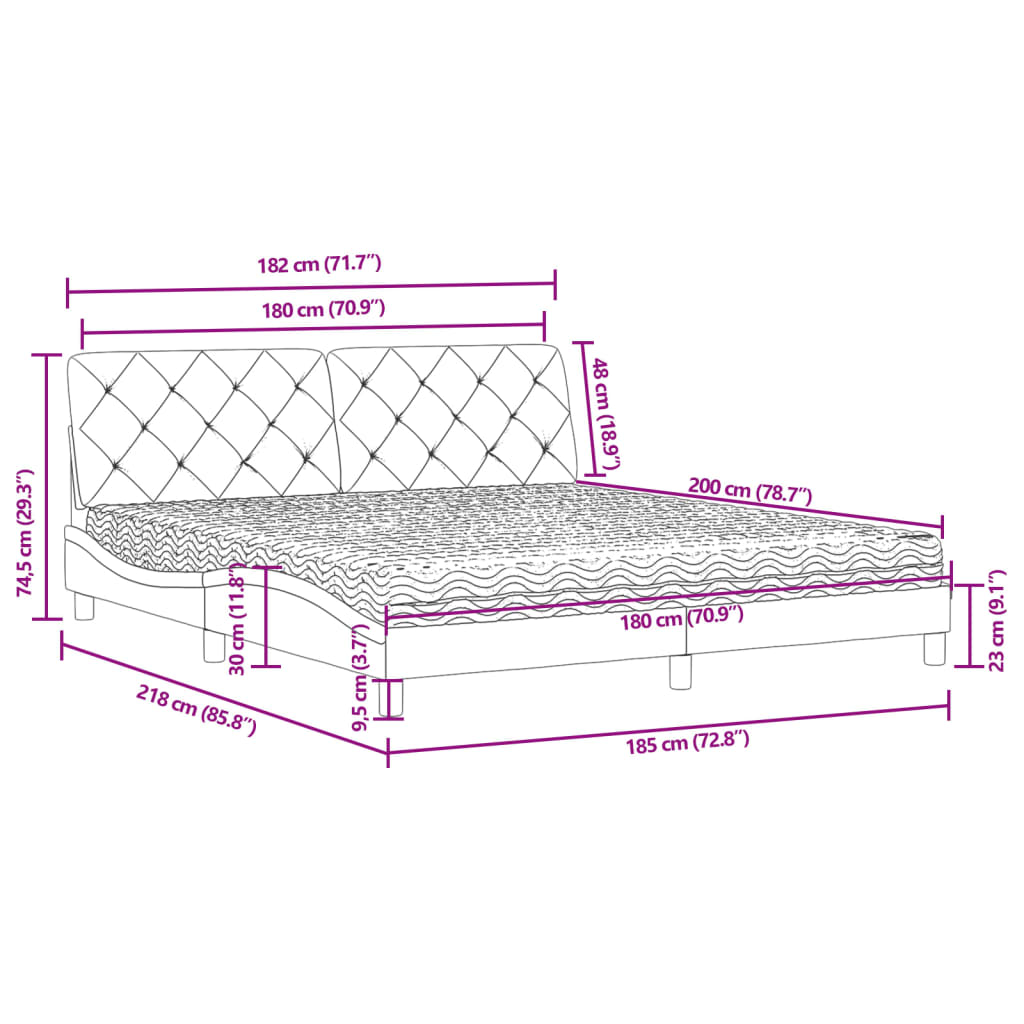 Bett mit Matratze Hellgrau 80x200 cm Samt
