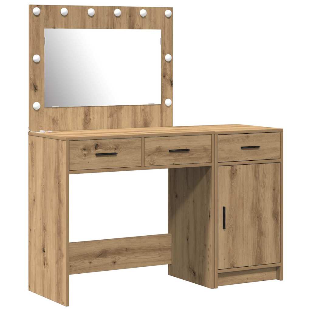 Schminktisch mit Spiegelbeleuchtung 2 pcs Weiß Holzwerkstoff