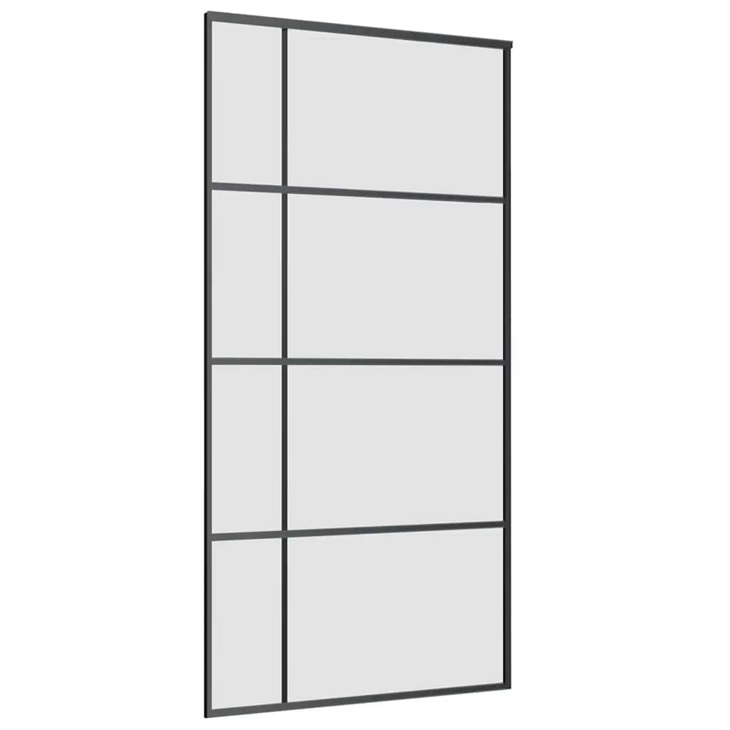 Schiebetür mit Beschlag Schwarz 76x205 cm ESG-Glas