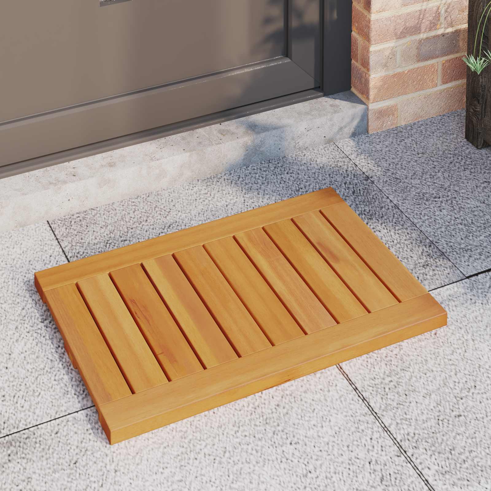 Badematte Uni Braun 60 x 40 cm Massives Akazienholz