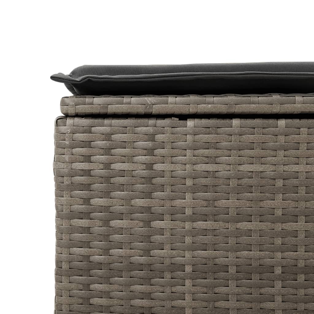 Gartenhocker mit Kissen Schwarz 55x55x37 cm Poly Rattan