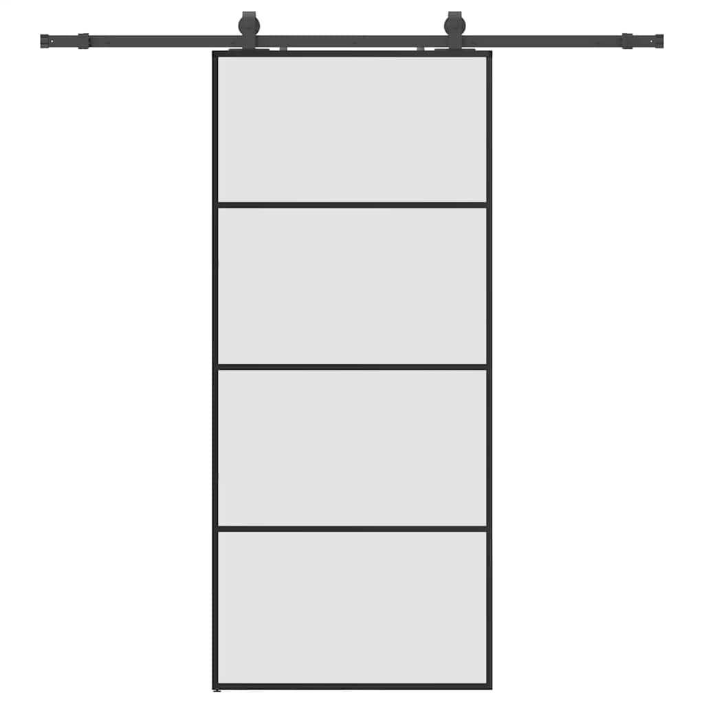 Schiebetür mit Beschlag Schwarz 76x205 cm ESG-Glas