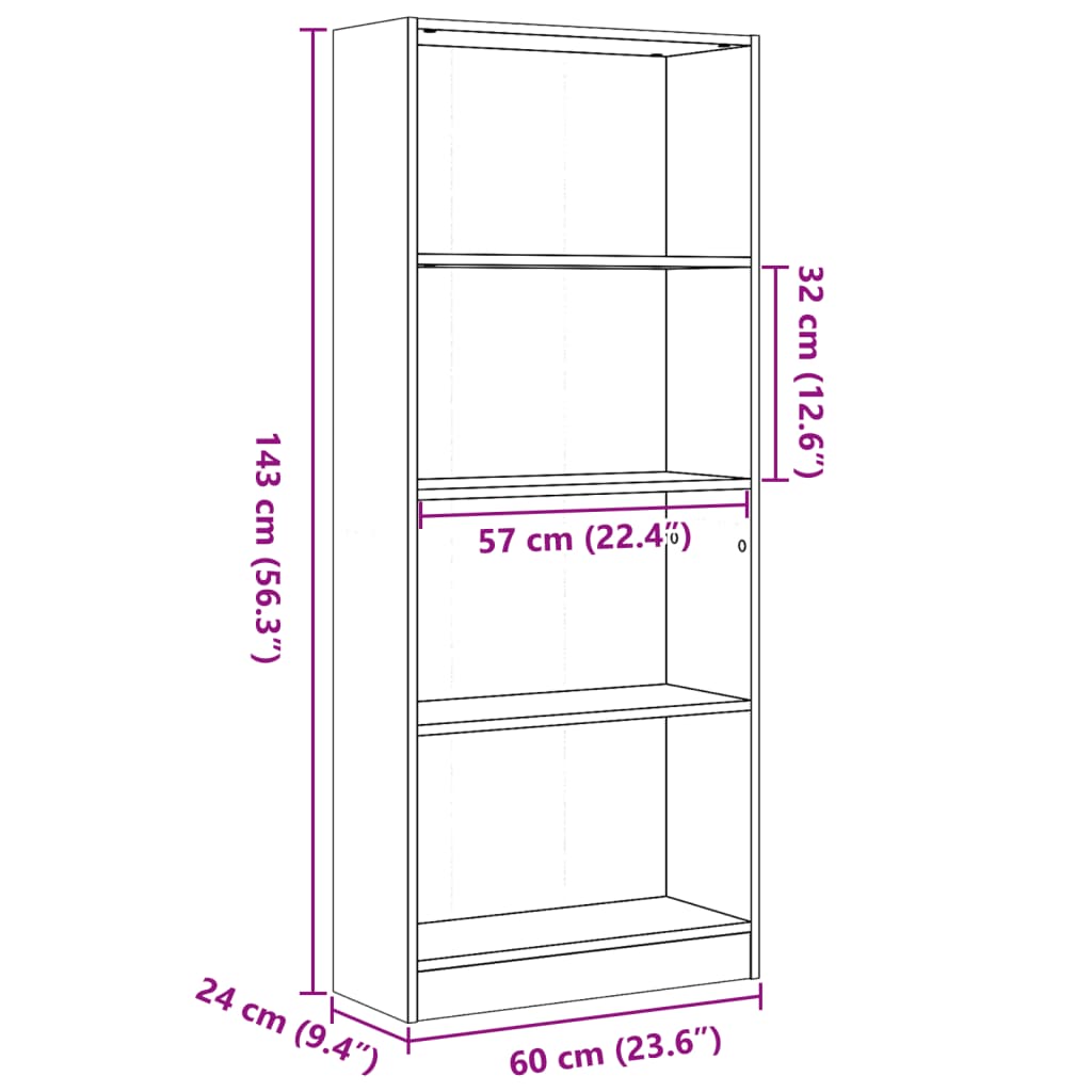 Bücherregal Weiß 40x24x75 cm Holzwerkstoff