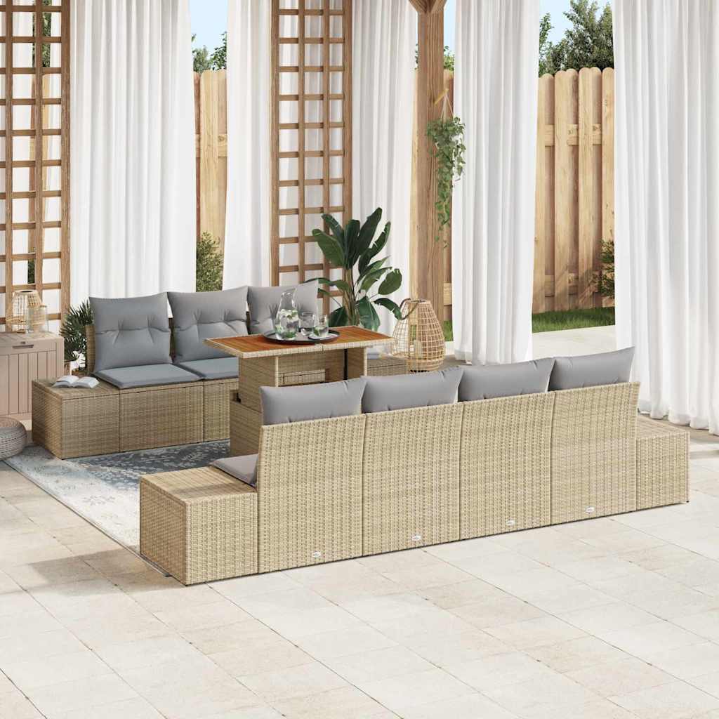 Garten Essgruppe mit Kissen 8 pcs Schwarz und Creme
