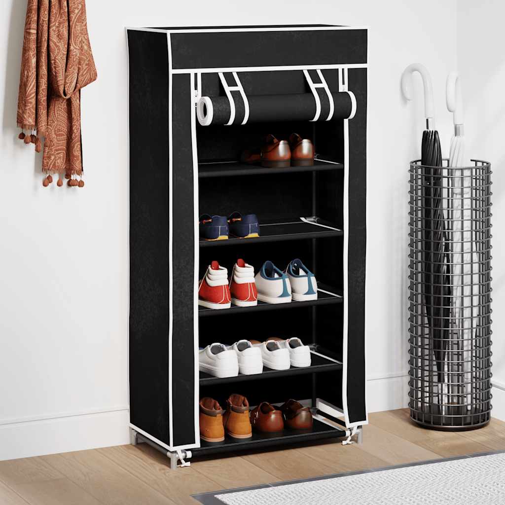 Schuhschrank Schuhregal Schuhablage 5 Schicht 58 x 28 x 106 cm Schwarz