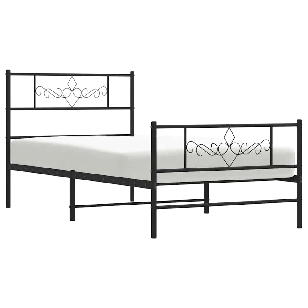 Bettgestell mit Kopfteil Metall Schwarz 100x190 cm