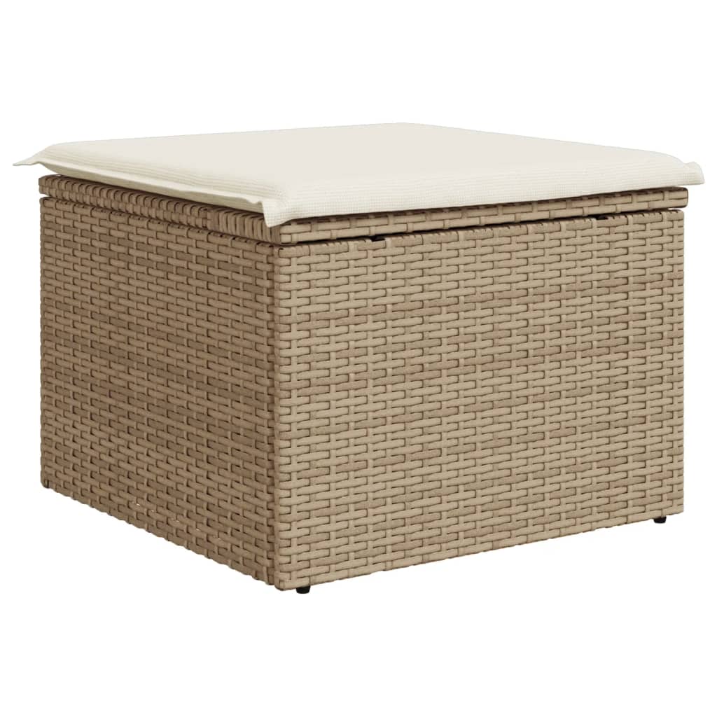 Gartenhocker mit Kissen Schwarz 55x55x37 cm Poly Rattan