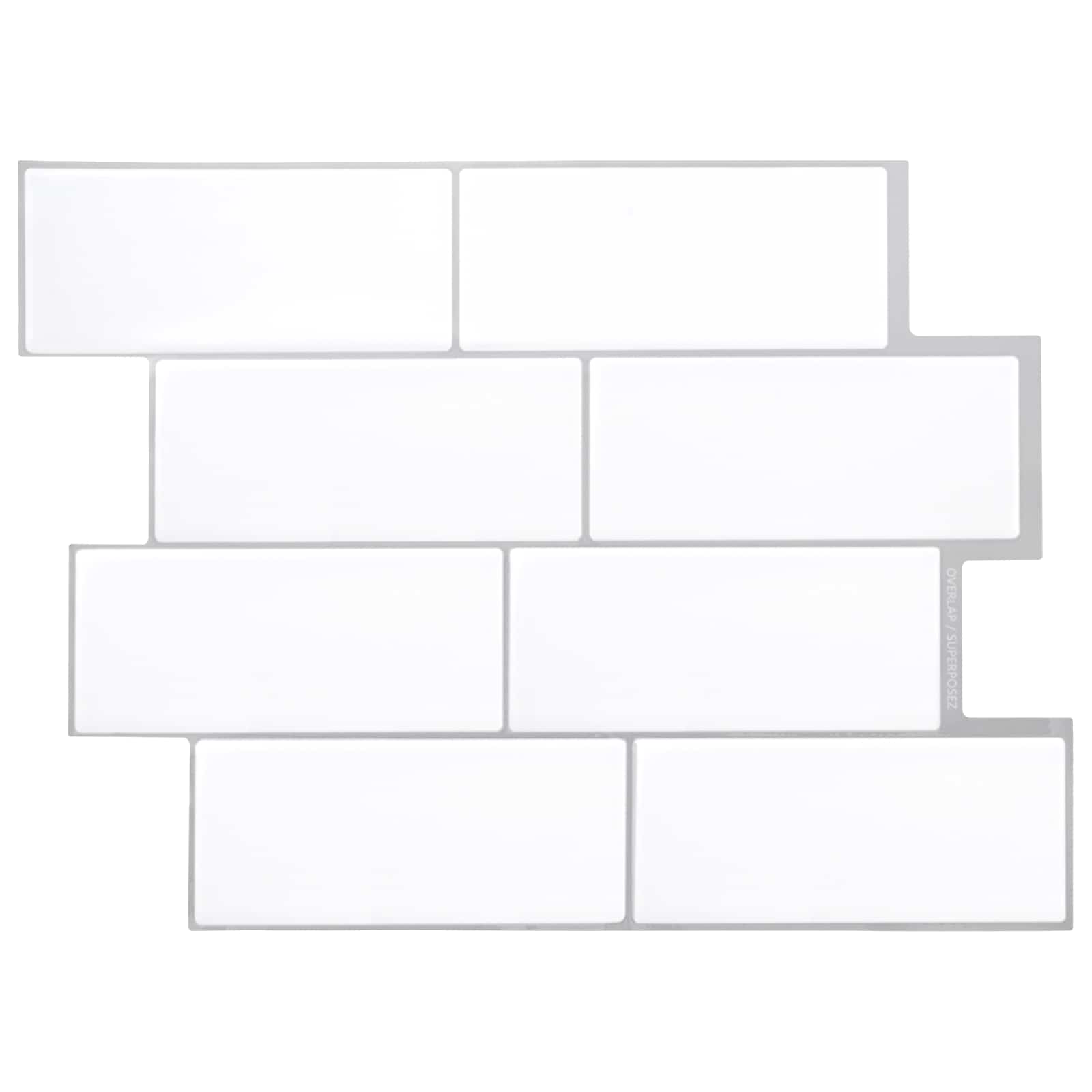 U-Bahn-Fliese 10 pcs Weiß Grau 29 x 21 cm Polyurethan und PET