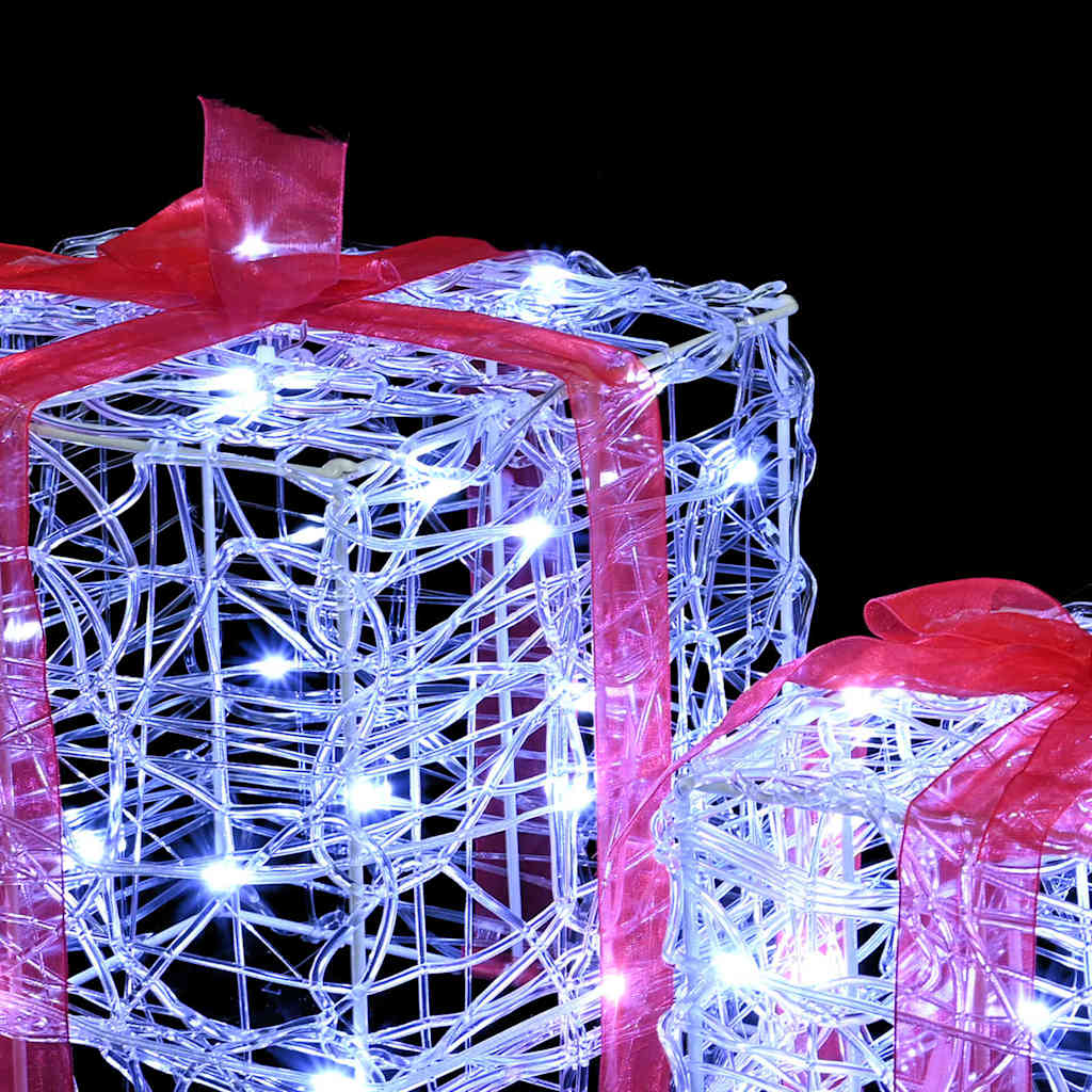Geschenkbox mit 60 LEDs 3 pcs Warmweiß 20 x 20 x 20 cm Acryl