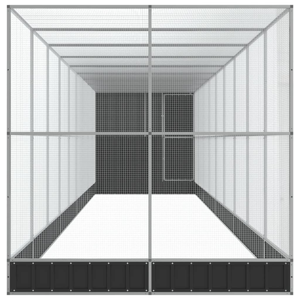 Voliere mit Erweiterung Silber 416 x 203 x 216 cm Stahl