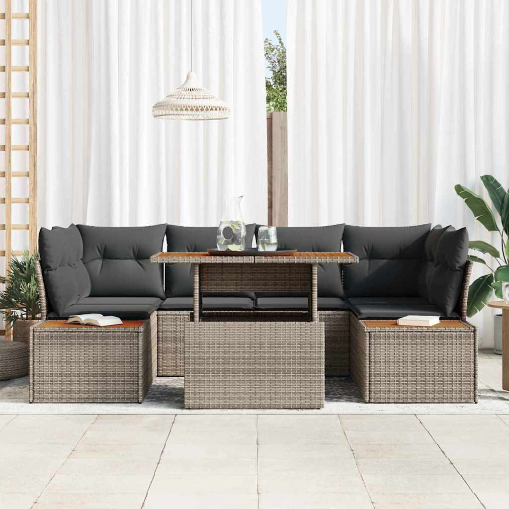 Garten Essgruppe mit Kissen 9 pcs Schwarz und Beige