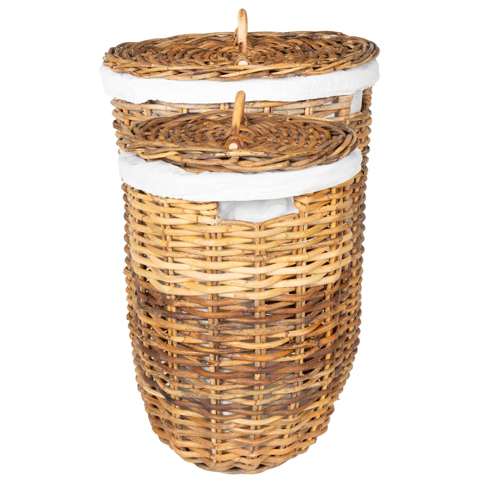 Wäschekorb mit Deckel 2 pcs Natürliches Grau Kubu Rattan
