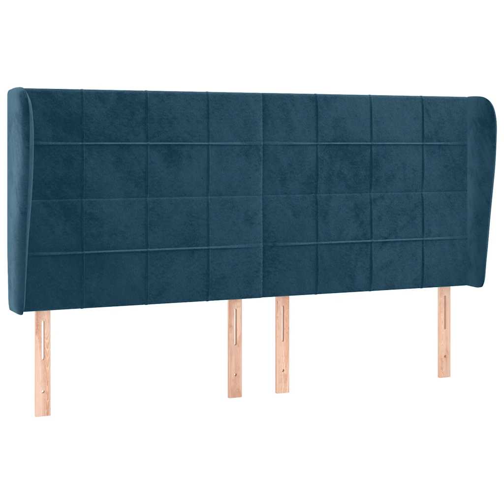 Kopfteil mit Ohren Dunkelblau 93x23x78/88 cm Samt