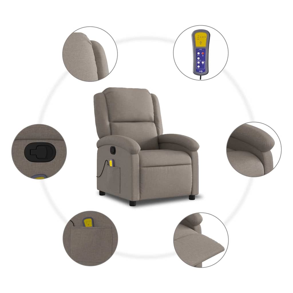 Relaxsessel Elektrisch Hellgrau Stoff