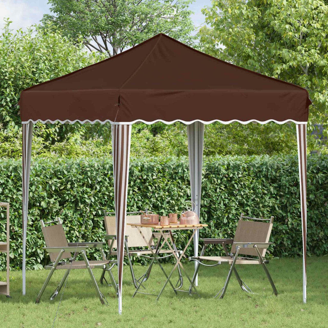 Pop-up Partyzelt 195 x 195 x 245 cm Creme Oxford-Stoff