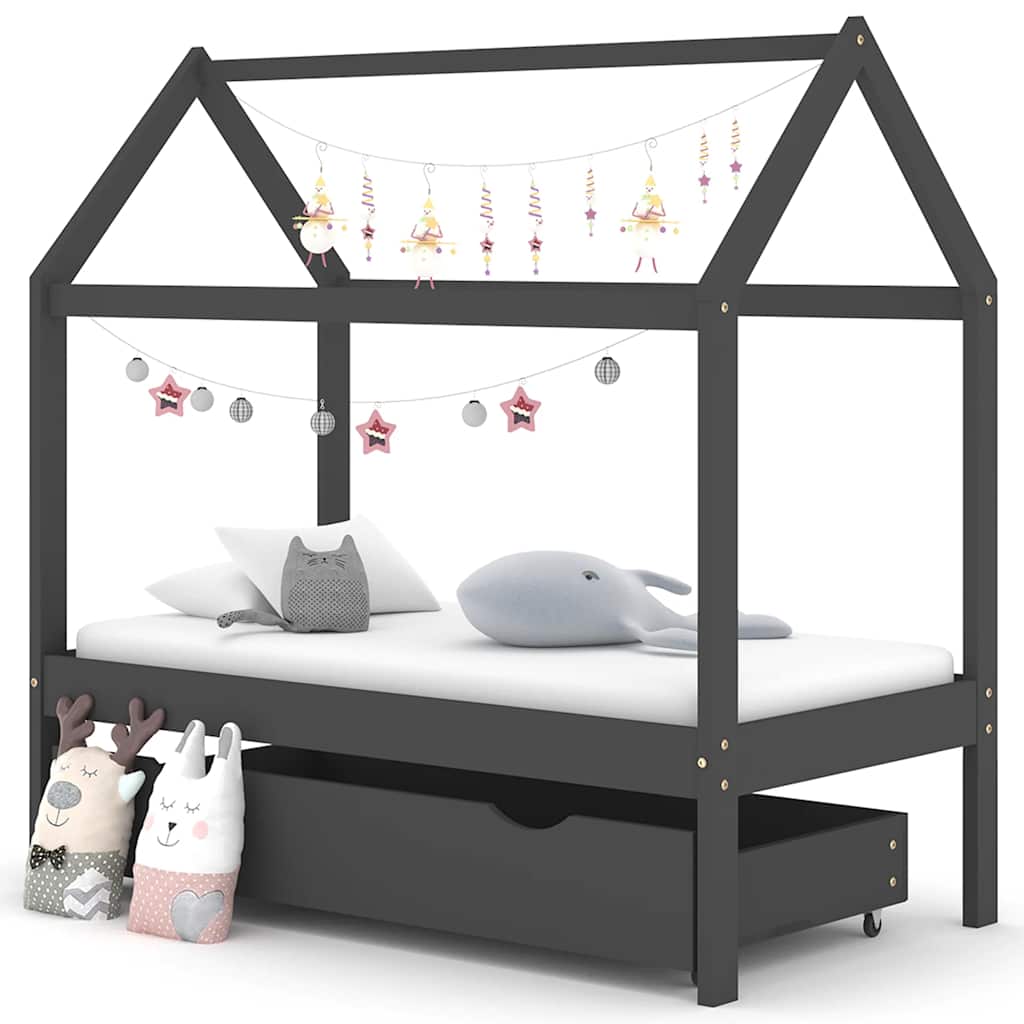 Kinderbett mit Schublade Massivholz Kiefer 70x140 cm