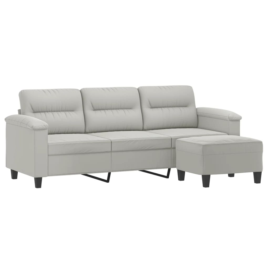 3-Sitzer-Sofa mit Hocker Taupe 180 cm Mikrofasergewebe