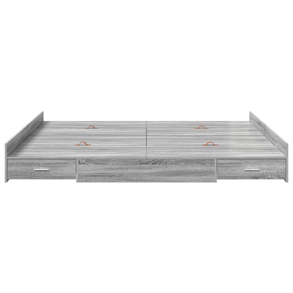 Aufbewahrungsbettgestell Weiß 200 x 200 cm Holzwerkstoff