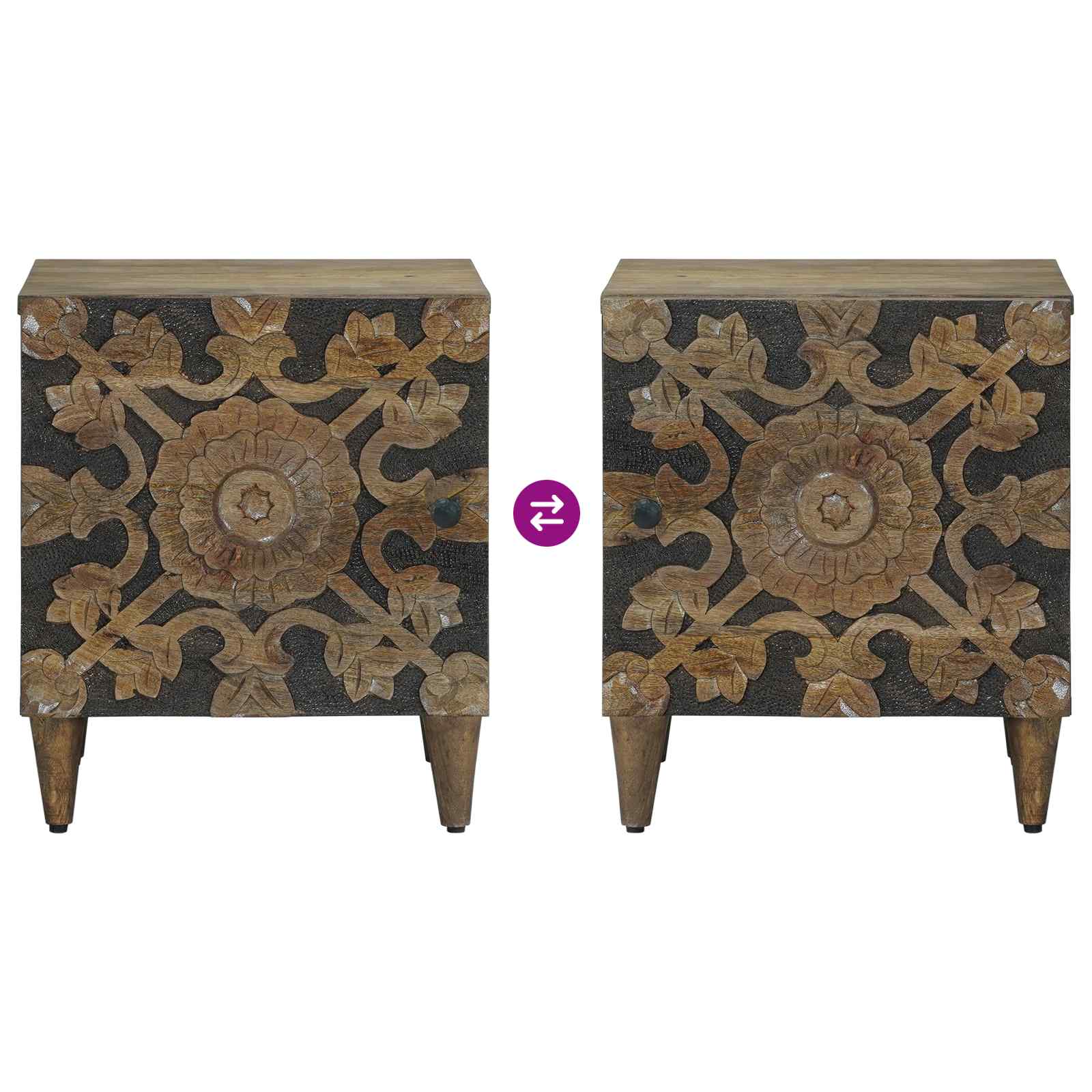 Nachttisch Braun 40 x 33,5 x 46 cm Massivholz Mango