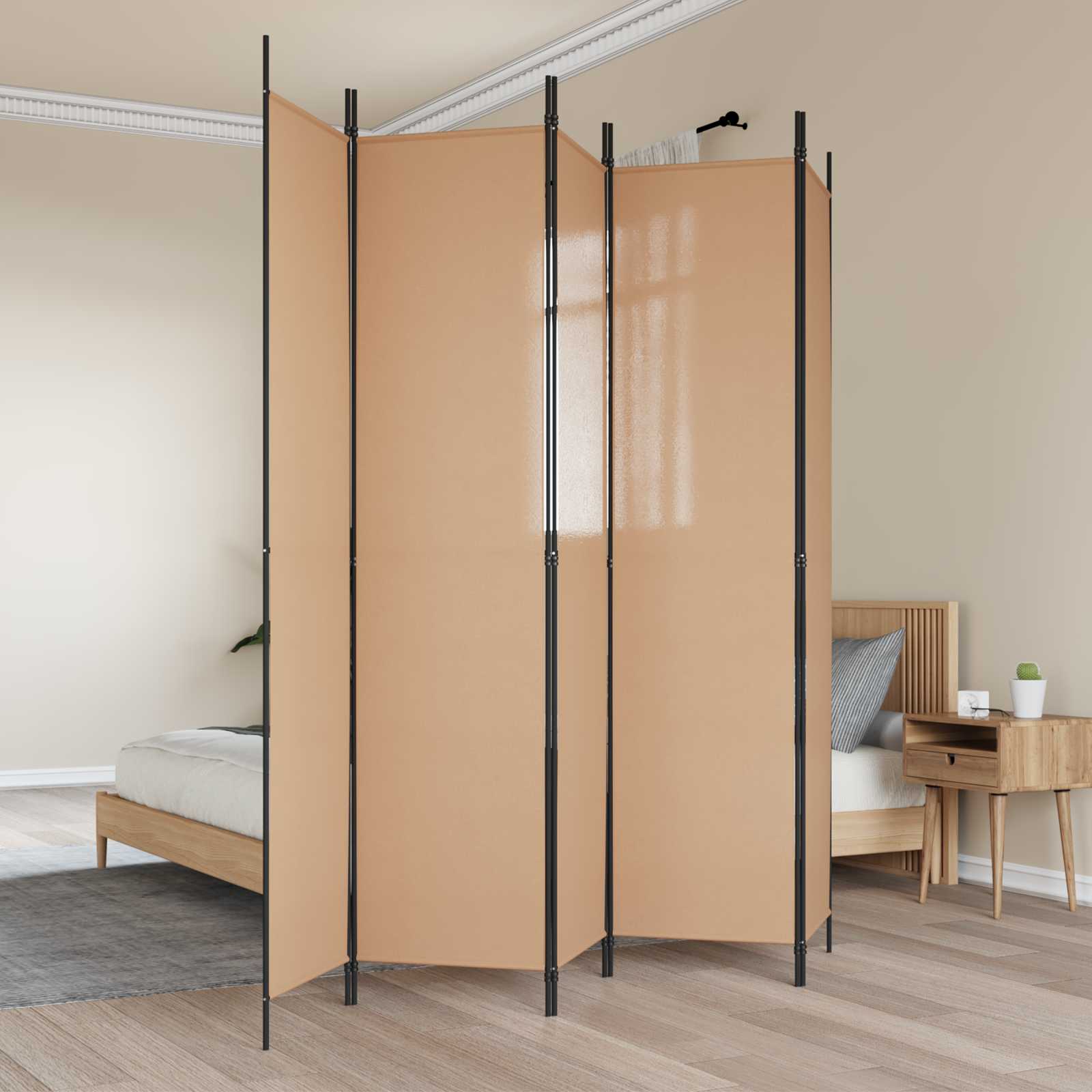 3-teiliger Raumteiler Beige 150 x 220 cm Stoff