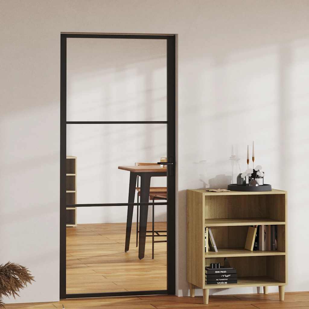 Innentür ESG Glas und Aluminium 76x201,5 cm Schwarz