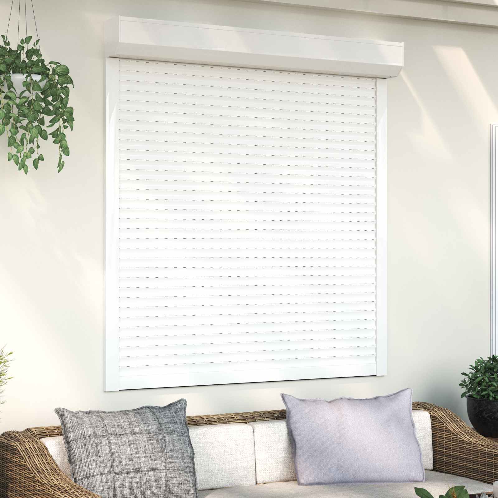 Rollladen Weiß 70 x 100 cm Aluminium und Polyurethan