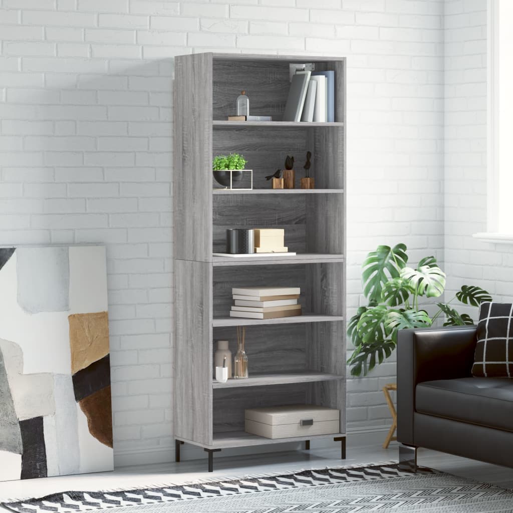 Highboard Hochglanz-Weiß 69,5x34x180 cm Holzwerkstoff
