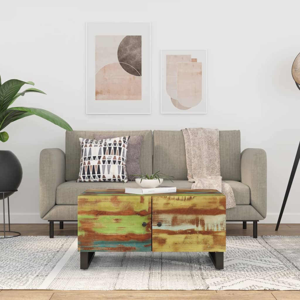 Couchtisch 80x50x40 cm Massivholz Mango & Holzwerkstoff