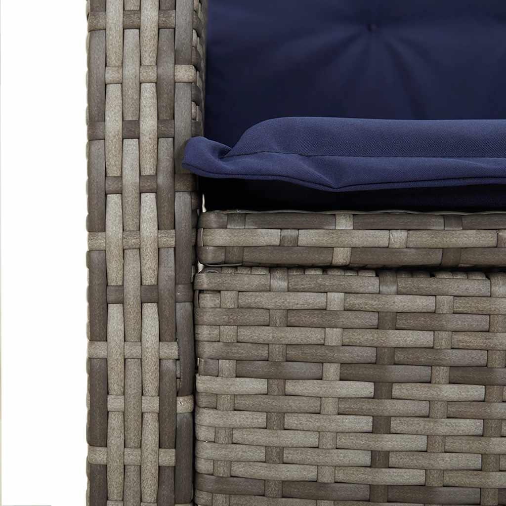 Gartenbank Verstellbar mit Kissen Braun Poly Rattan