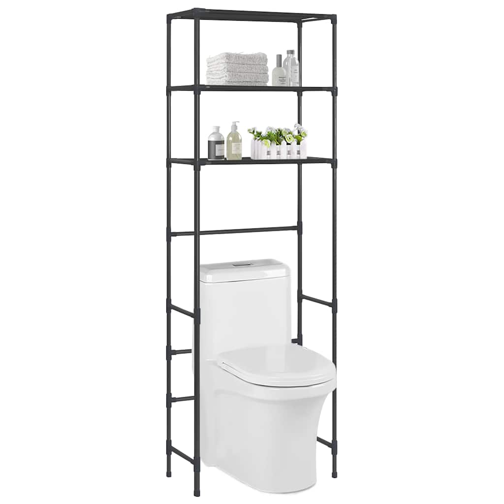Toilettenregal 3 Ablagen Silbern 53x28x169 cm