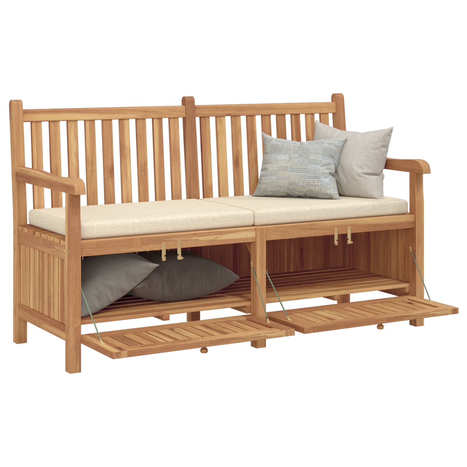 Gartenbank mit Speicher 114 x 60 x 90 cm Massivholz Teak