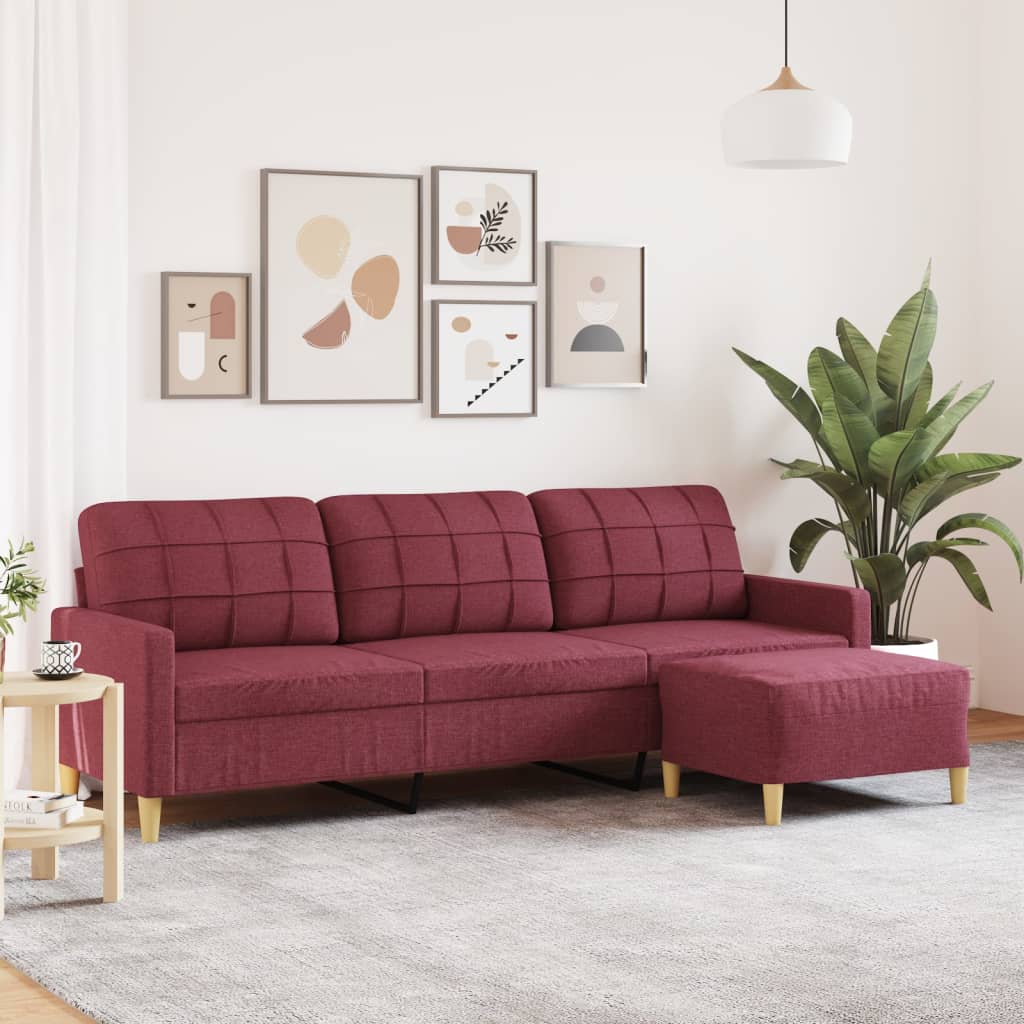 3-Sitzer-Sofa mit Hocker Taupe 180 cm Stoff